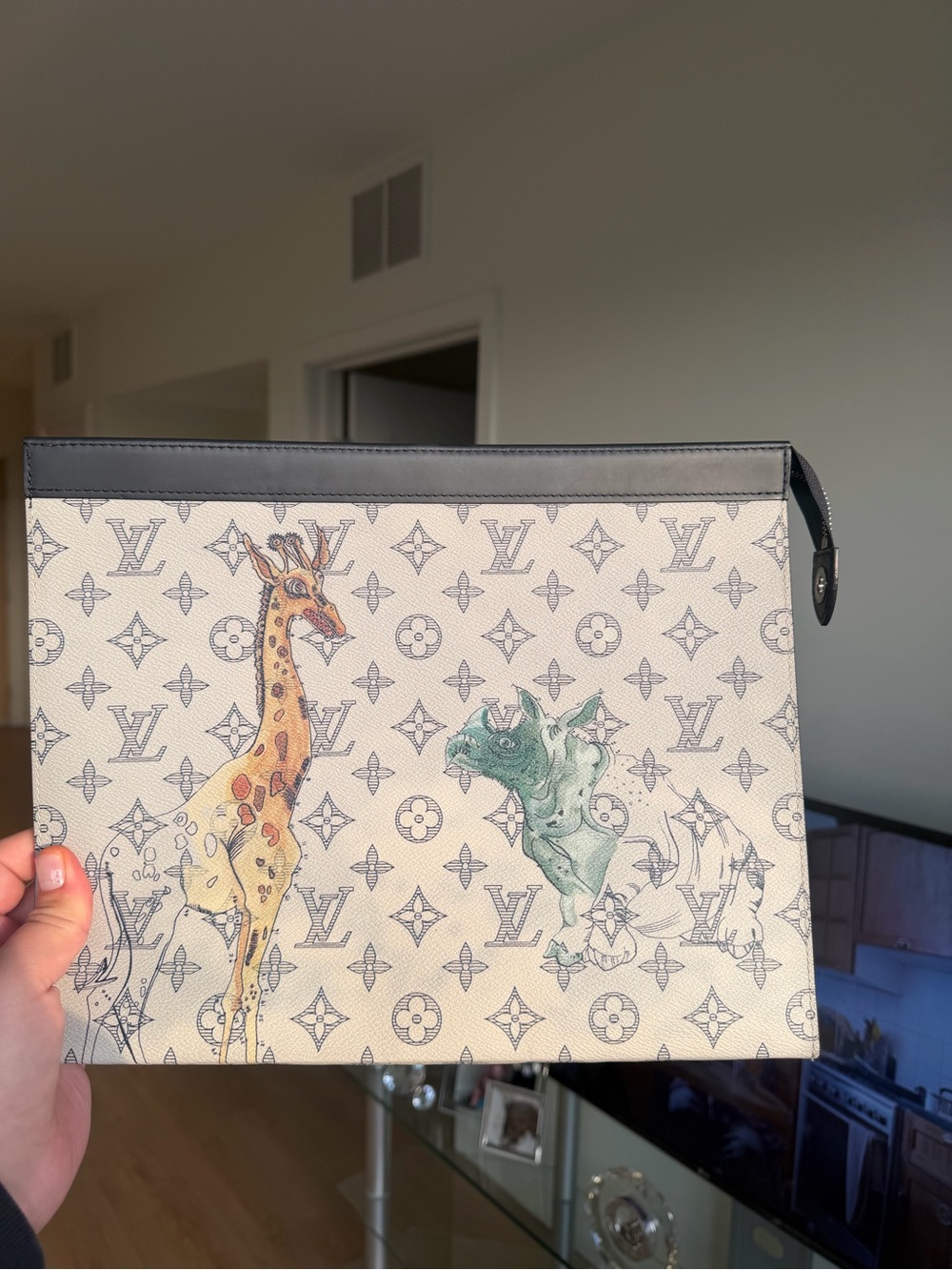 RARE Louis Vuitton Leather x Chapman Brothers Savane Monogram Pochette Voyage GM